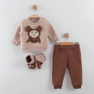 254051 Unisex Bebek Koalacık Panduflu Şardonlu 2'li Takım