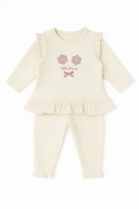 15578 Kız Bebek Little Flower Nakışlı 2'li Takım