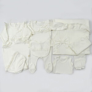  6020P Kız Bebek Jakarlı Dantelli Kutulu 10'lu Hastane Çıkış Seti