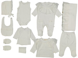  6120P Kız Bebek Roba Brode Kutulu 10'lu Hastane Çıkış Seti