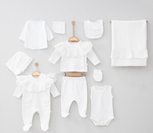  6120P Kız Bebek Roba Brode Kutulu 10'lu Hastane Çıkış Seti