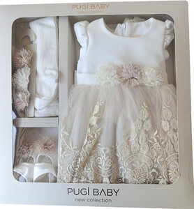  4028P Kız Bebek Mimoza Dantelli Elbise ve Mevlütlük Takım