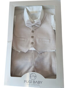  2115 Erkek Bebek Müslin Kumaş Papyonlu Takım ve Mevlütlük Takım