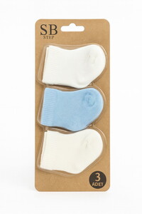 2001 Bebek Düz Renk Pvc 0-9  Ay 3'lü Çorap