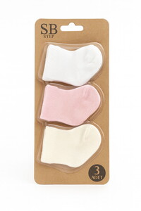  2001 Bebek Düz Renk Pvc 0-9  Ay 3'lü Çorap