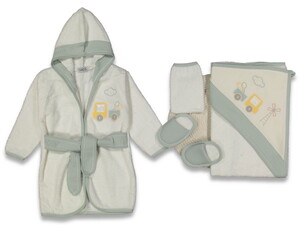 894 Gaye Bebek Kamyon Desenli 5'li Bornoz Seti