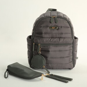 7335 PUFF Deri - Kumaş Anne Bebek Bakım Sırt Çantası