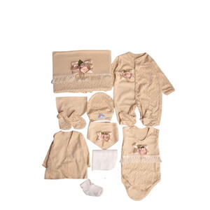  CC1635 Bebek Fiyonklu Lüx Organic 10'lu Kutulu Hastane Çıkış Zıbın Set