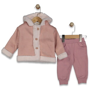 10060 Kız Bebek Dream Baskılı Süet Montlu 3'lü Takım