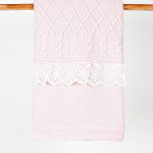 4144 Kız Bebek Triko Dantelli Welsoftlu Battaniye