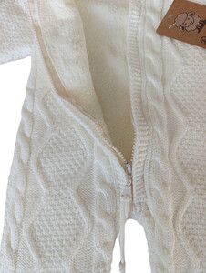  4125 Unisex Bebek Triko Kürklü Fermuarlı Kapüşonlu Tulum