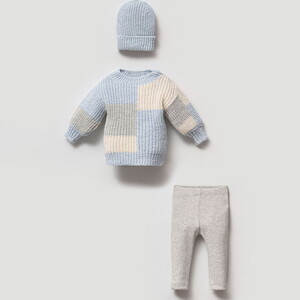 8184N Bebek Garnili Selanik Naturel Triko Yün 2'li Takım