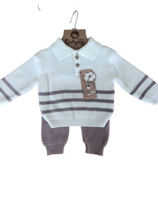  4124 Bebek Yakalı Triko Çizgili 2'li Takım