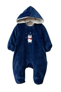 70332 Unisex Bebek Penguen Desenli Fermuarlı Kozmonot Tulum