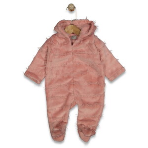 70326 Unisex Bebek Ayı Püsküllü Kapüşonlu Welsoft Ayaklı Tulum