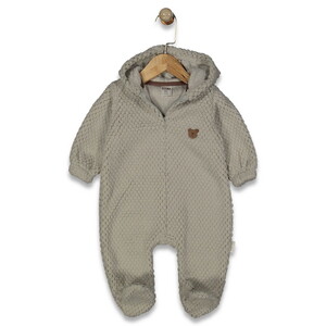 70362 Unisex Bebek Kabartmalı Kapüşonlu Welsoft Ayaklı Tulum