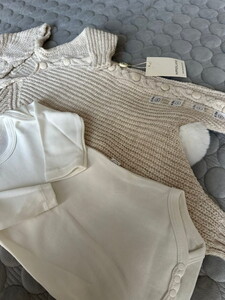  8175N Bebek Selanik Örgülü Kapüşonlu Triko Naturel Yün Tulum