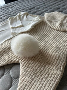  8175N Bebek Selanik Örgülü Kapüşonlu Triko Naturel Yün Tulum