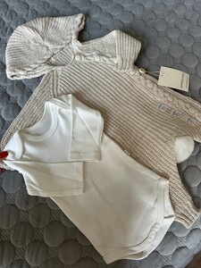  8175N Bebek Selanik Örgülü Kapüşonlu Triko Naturel Yün Tulum