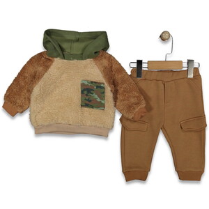 254076 Erkek Bebek Gebre Kapüşonlu Şardonlu 2'li Takım