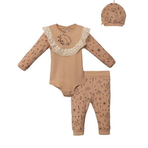 241073 Kız Bebek Kelsey Dantelli Badili 3'lü Takım