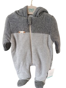 9502T Erkek Bebek Fermuarlı Kapüşonlu Patikli Tulum