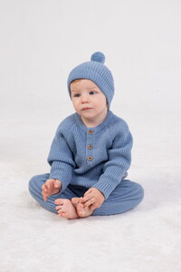 3002 Bebek Natural 3'lü Triko Kazaklı Takım