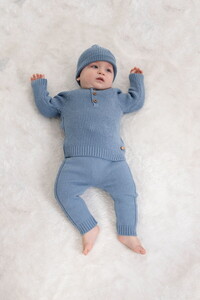  3002 Bebek Natural 3'lü Triko Kazaklı Takım