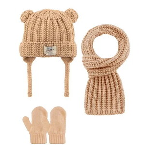 2516004 Erkek Cocuk 1-4 Yaş Atkı-Bere-Eldiven 3'lü Set