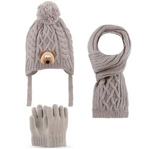  2516004 Erkek Cocuk 1-4 Yaş Atkı-Bere-Eldiven 3'lü Set