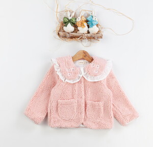 3034 Kız Bebek Natural Welsoft Şapkalı Yakalı Cepli Mont