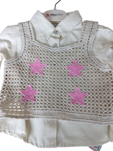  618 Misselite Kız Bebek Triko Pantolonlu 3'lü Takım