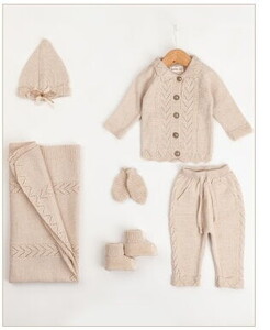 3001 Bebek Natural Yün Triko 6'lı Hastane Çıkışı