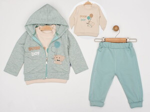  644P Bebek Balonlu Fil Hırkalı 3'lü Takım