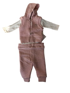 2517 Kız Bebek Kelebek Desenli Yelekli 3'lü Takım