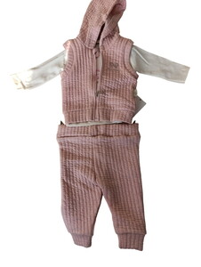  2517 Kız Bebek Kelebek Desenli Yelekli 3'lü Takım