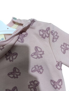  18803 Kız Bebek Fiyonk Basklı Şardonlu Üç İplik 2'li Takım