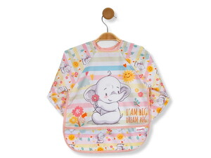 202503 Bebek Çiçekli Fil Cepli Uzun Kollu Giydirmeli Mama Önlüğü